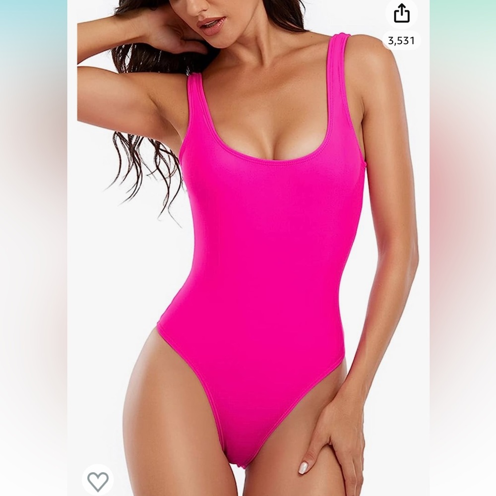 One Piece Retro U Back Swimsuits Tummy Control Padding Bathing Suit High Cut